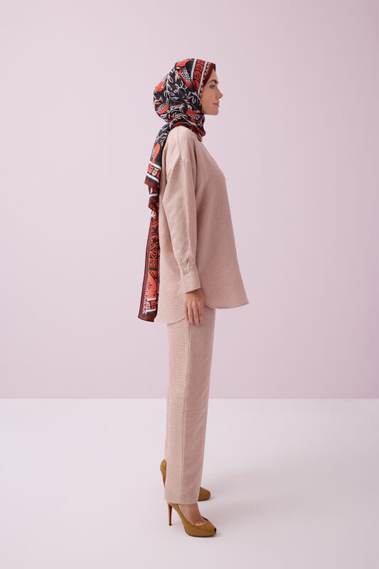 İman Kare Pudra İpek Pijama Pantolon - 5