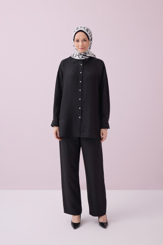 İman Kare Siyah İpek Pijama Pantolon 