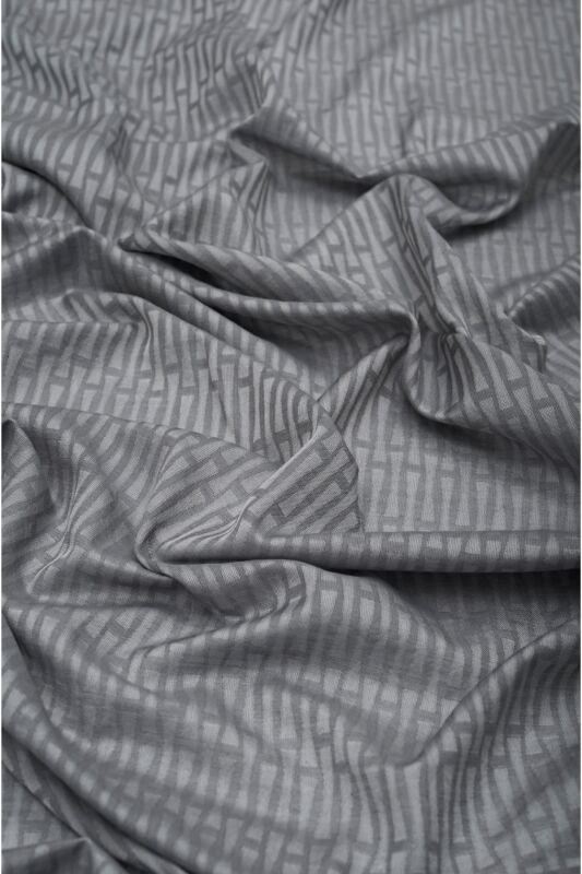 Iman Small Monogram Cotton Silk Shawl Anthracite - 2