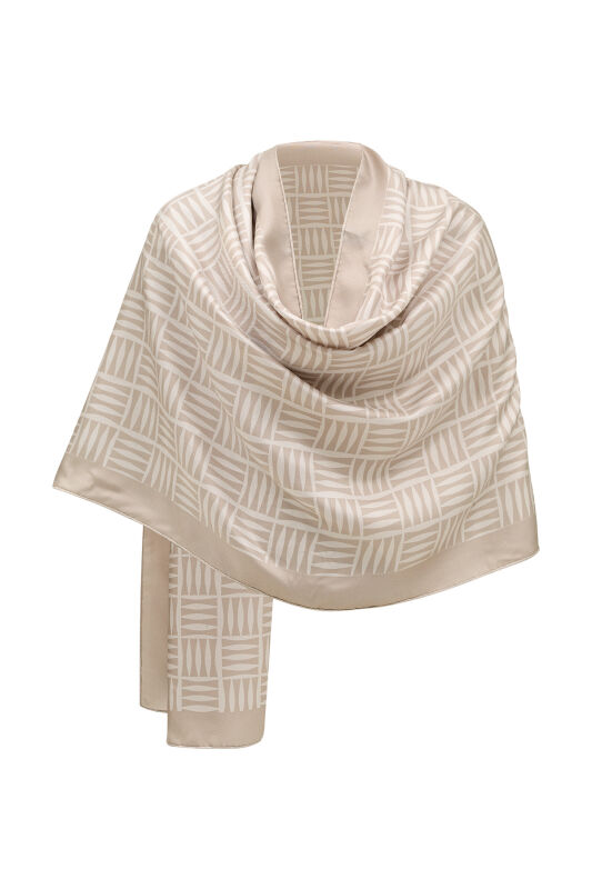Iman Square Twill Silk Shawl Natural - 4