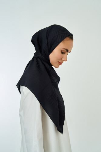 Iman Square Naia Cotton Scarf Black - Imannoor