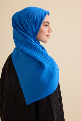 Iman Square Naia Cotton Scarf Blue - Imannoor