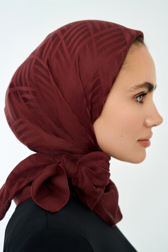 Iman Square Naia Cotton Scarf Burgundy - Imannoor