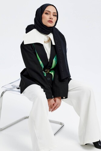 Iman Square Naia Cotton Shawl Black 