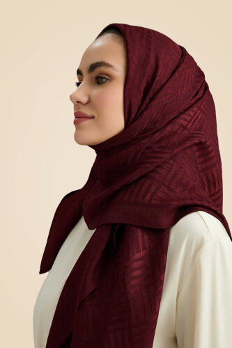 Iman Square Naia Cotton Shawl Burgundy 
