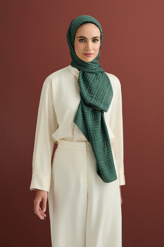 Iman Square Naia Cotton Shawl Green - 3