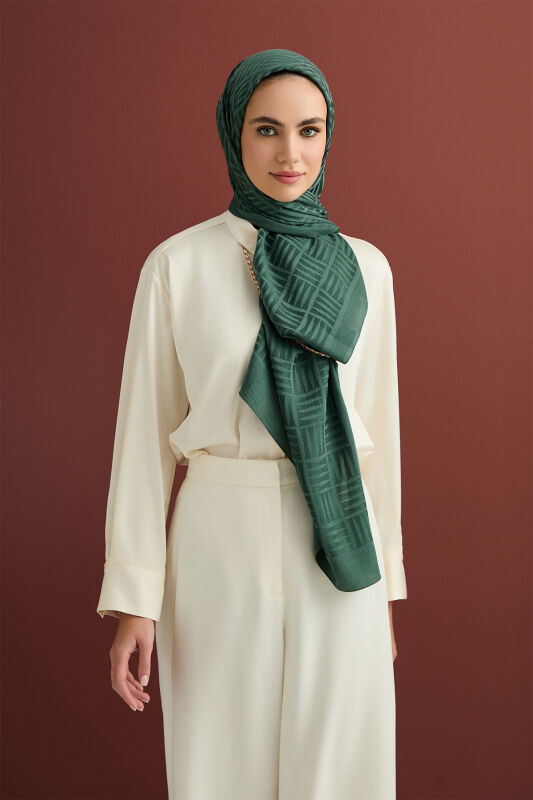 Iman Square Naia Cotton Shawl Green - 3