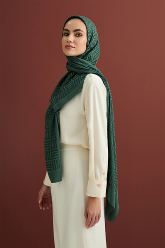 Iman Square Naia Cotton Shawl Green - 5