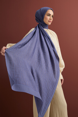 Iman Square Naia Cotton Shawl Indigo 