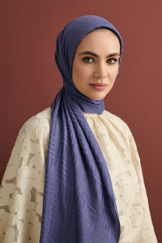 Iman Square Naia Cotton Shawl Indigo - 5