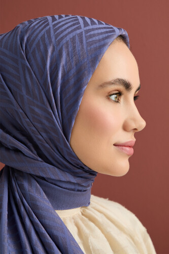 Iman Square Naia Cotton Shawl Indigo - 3