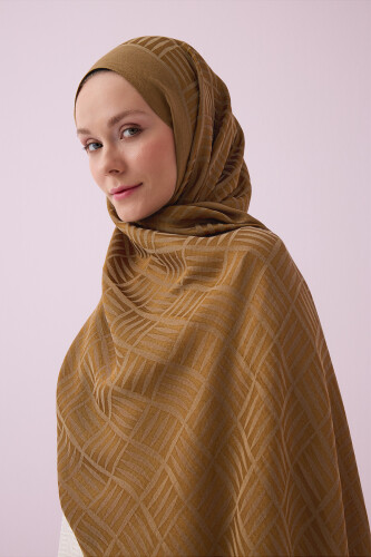 Iman Square Naia Cotton Shawl Khaki 