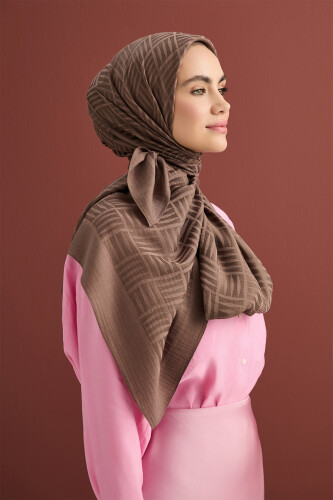 Iman Square Naia Cotton Shawl L.Brown 