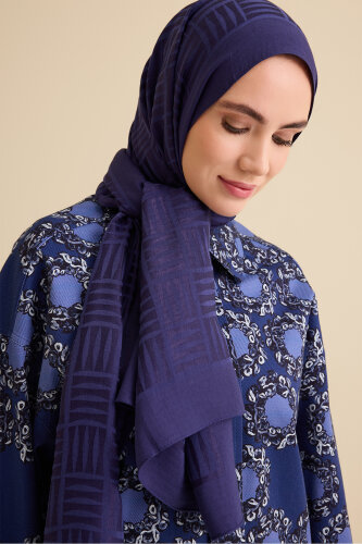 Iman Square Naia Cotton Shawl Navy 