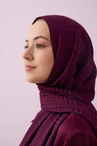 Iman Square Naia Cotton Shawl Plum - 3