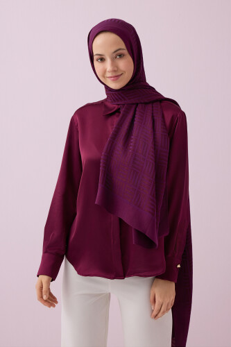 Iman Square Naia Cotton Shawl Plum - 5