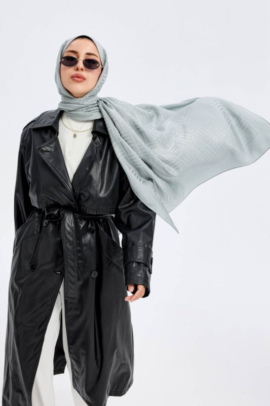 Iman Square Naia Cotton Shawl Silver Moon - 1