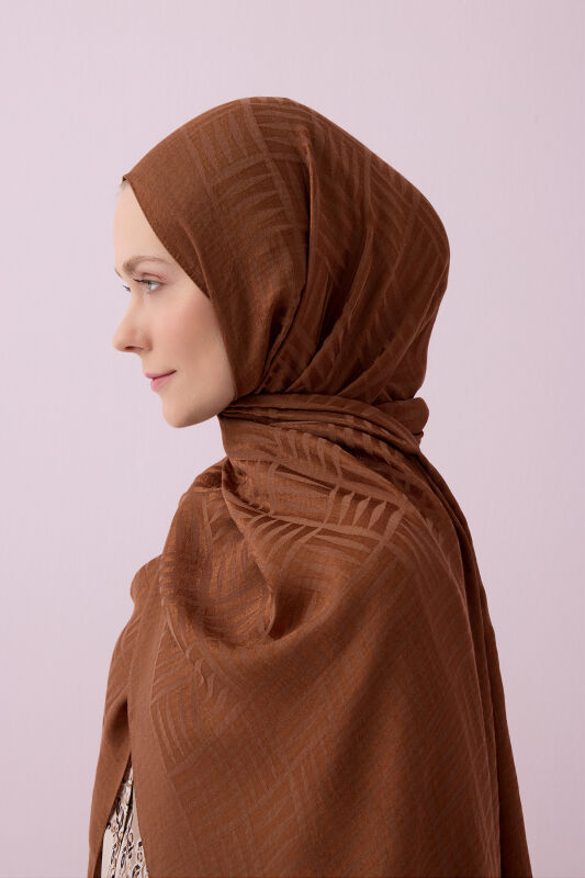 Iman Square Naia Cotton Shawl Tan - 3