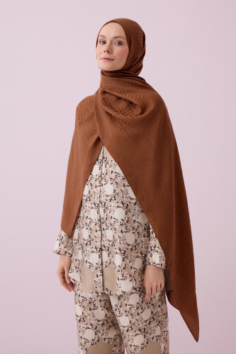 Iman Square Naia Cotton Shawl Tan - 5