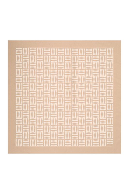Iman Square Silk Scarf Beige - 2