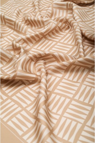 Iman Square Silk Scarf Beige - 4