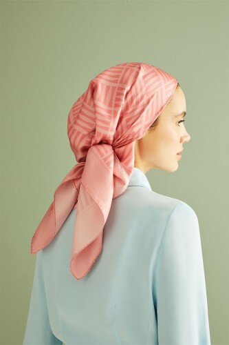 Iman Square Silk Scarf Pink - 2