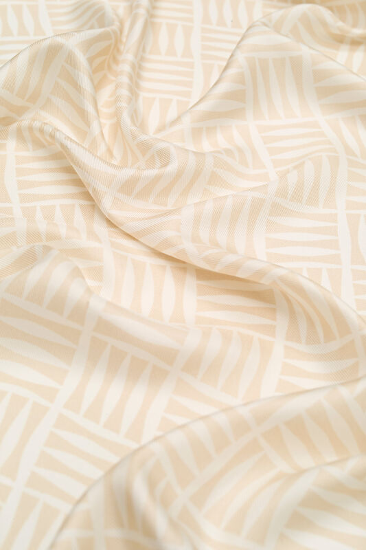 Iman Square Twill Silk Shawl Cream - 3