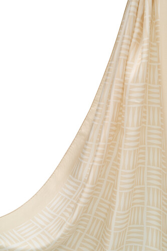 Iman Square Twill Silk Shawl Cream - 2