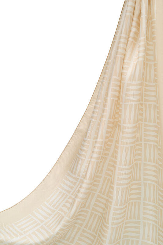 Iman Square Twill Silk Shawl Cream - 2