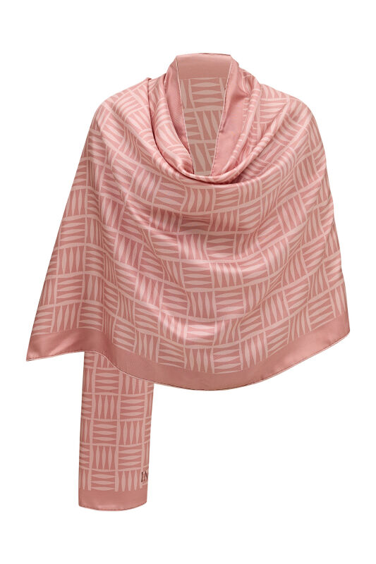 Iman Square Twill Silk Shawl Pink - 4