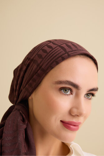 Iman Square V Brown Naia Cotton Scarf - 3