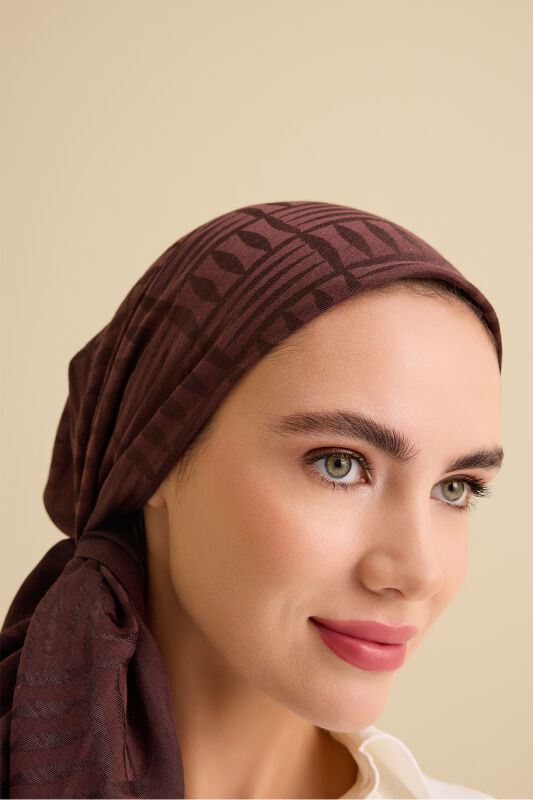 Iman Square V Brown Naia Cotton Scarf - 3