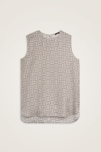 İman Yolu Bej Tivil İpek Kolsuz Bluz - Imannoor (1)