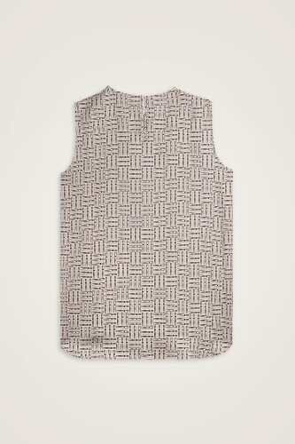 İman Yolu Bej Tivil İpek Kolsuz Bluz - Imannoor (3)