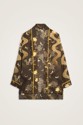 İman'ın Gülü Kahverengi Tivil İpek Kimono - Imannoor (1)