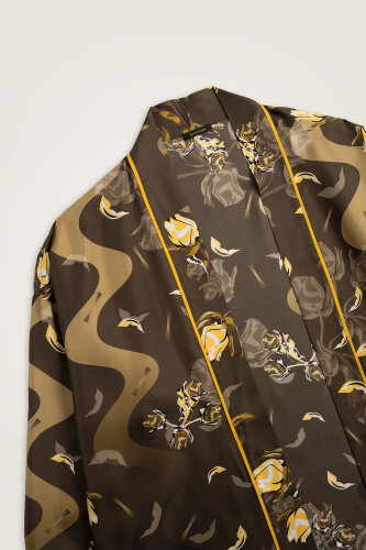 İman'ın Gülü Kahverengi Tivil İpek Kimono - Imannoor (3)