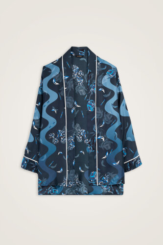 İman'ın Gülü Lacivert Tivil İpek Kimono - Imannoor (1)