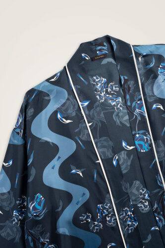 İman'ın Gülü Lacivert Tivil İpek Kimono - Imannoor (3)