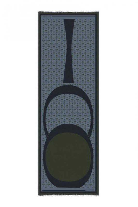OO Monogram Silk Shawl Green/Black - 1