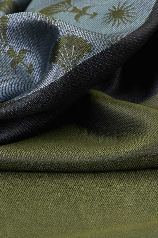 OO Monogram Silk Shawl Green/Black - 3