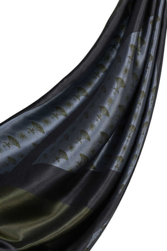 OO Monogram Silk Shawl Green/Black - 5