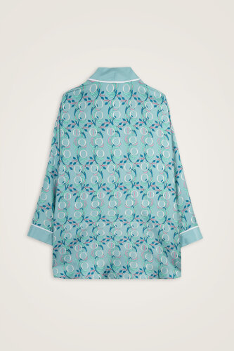 İmannoor Çiçeği Mavi Tivil İpek Kısa Kimono - Imannoor (3)