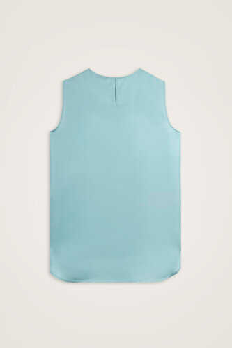 İmannoor Çiçeği Mavi Tivil İpek Kolsuz Bluz - Imannoor (3)