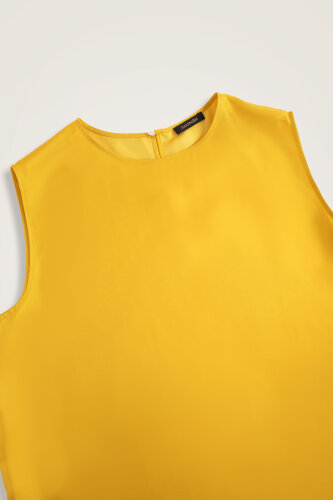 İmannoor Çiçeği Sarı Tivil İpek Kolsuz Bluz - Imannoor (2)