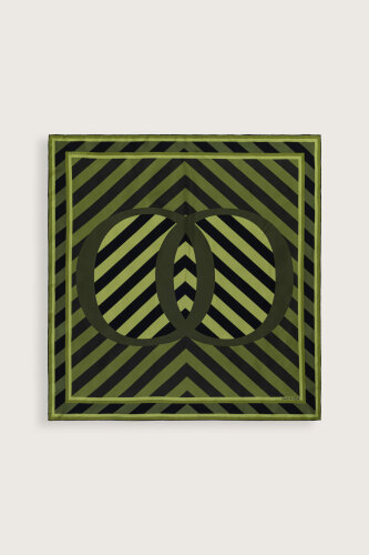 Çizgi Noor Yeşil Tivil İpek Eşarp 90x90 - Imannoor (2)