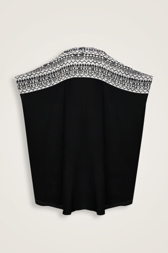 İmannoor x Rawdah Ahtapot Siyah-Beyaz Krep İpek Kaftan - Imannoor (1)