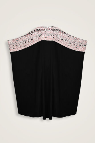 İmannoor x Rawdah Ahtapot Siyah-Pembe Krep İpek Kaftan 