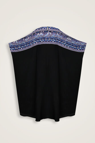 İmannoor x Rawdah Ahtapot Siyah-Saks Krep İpek Kaftan - Imannoor (1)