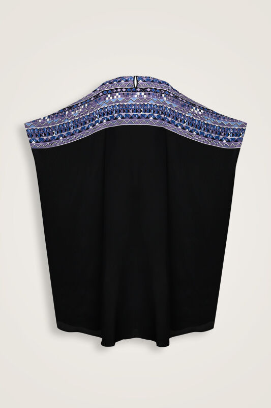 İmannoor x Rawdah Ahtapot Siyah-Saks Krep İpek Kaftan - 2