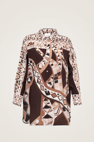 İmannoor x Rawdah Ahtapot Kahverengi İpek Gömlek 